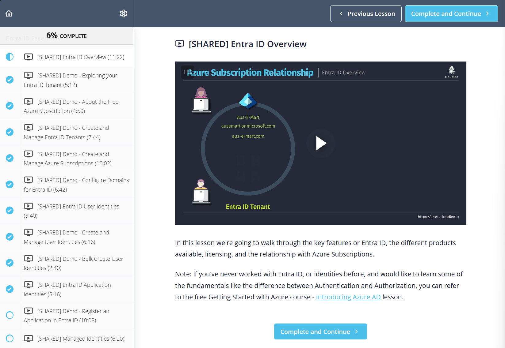Default Teachable lesson layout with the fixed left sidebar eating a third of the viewport
